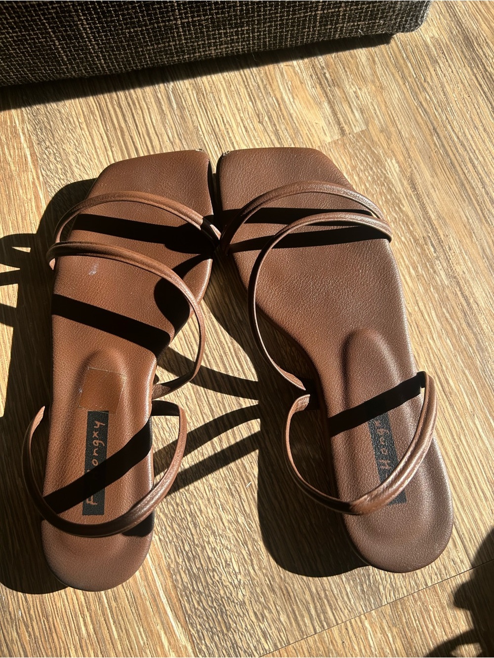 Brown Strappy Square-Toe Women's Sandals